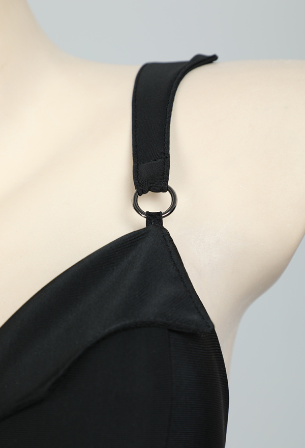 NIGHT WIDOW Gothic Bat Style Black Two Piece Swimsuit Set Short Top and Bottom Bathing Suit