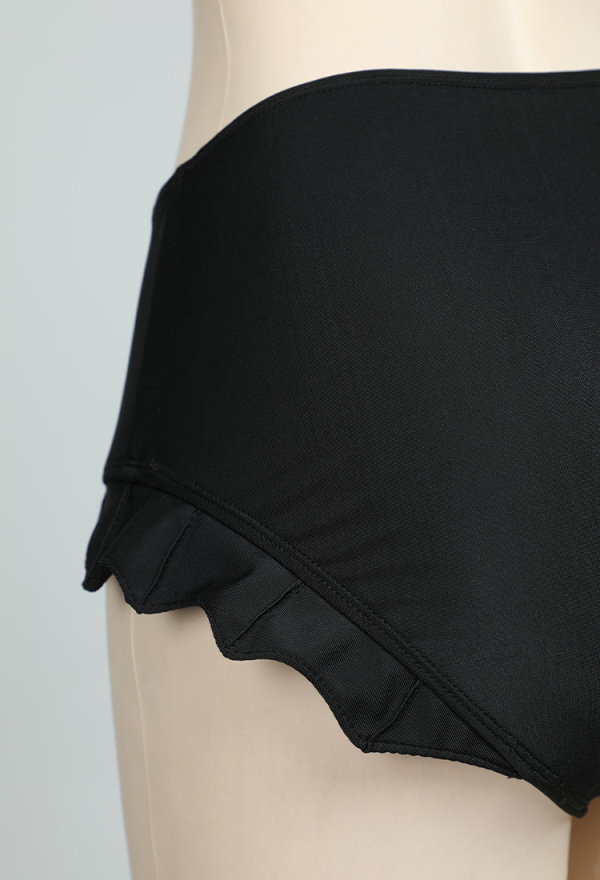 NIGHT WIDOW Gothic Bat Style Black Two Piece Swimsuit Set Short Top and Bottom Bathing Suit