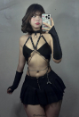Dark Bat Sexy Black Halter Neck Two-Piece Swimsuit