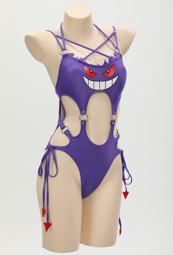 Dark Ghost Gothic Printed Swimsuit One-Piece Swimsuit with Cover up Dark Ghost Gothic Printed Swimsuit One-Piece Swimsuit with Cover up