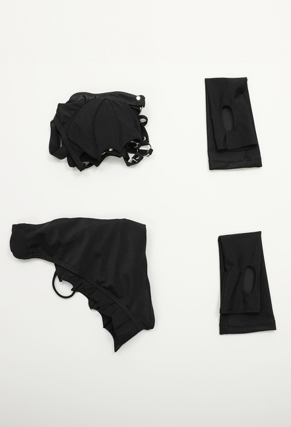Dark Bat Sexy Black Halter Neck Chest cutout Two-Piece Swimsuit