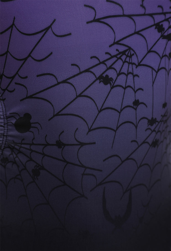 Gothic Sexy Black-Purple Gradient Color Swimsuit Spider Web and Bat Pattern Bodysuit Bathing Suit Gothic Sexy Black-Purple Gradient Color Swimsuit Spider Web and Bat Pattern Bodysuit Bathing Suit