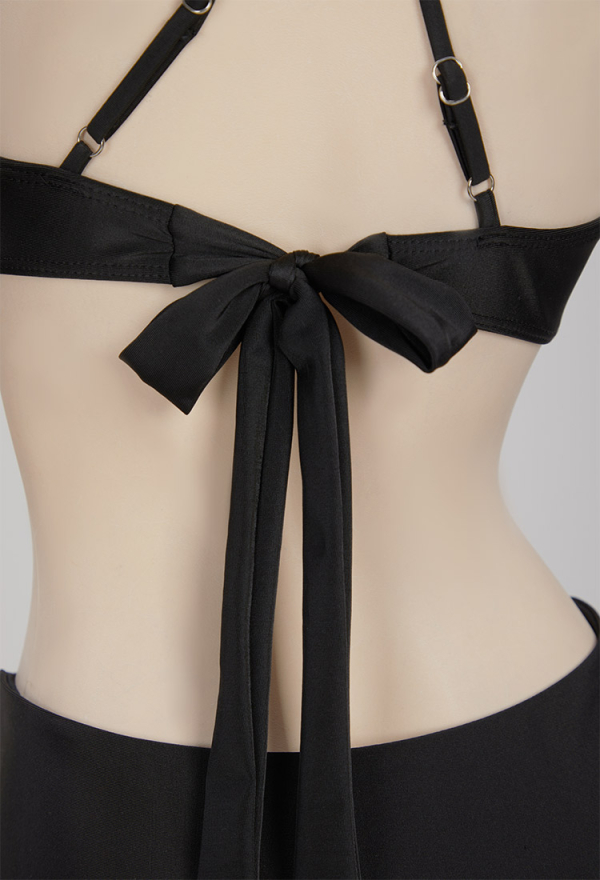 Night Spinner Gothic Dark Style Swimsuit Black Spiderweb Chest Top Lace up Bottom Two-piece Swimsuit