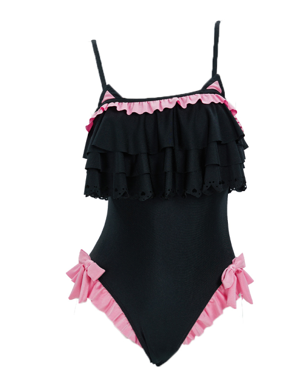 Goth Cat Swimsuit Ruffle Flounce One Piece Swimsuit Tummy Control Bathing Suit Goth Cat Swimsuit Ruffle Flounce One Piece Swimsuit Tummy Control Bathing Suit
