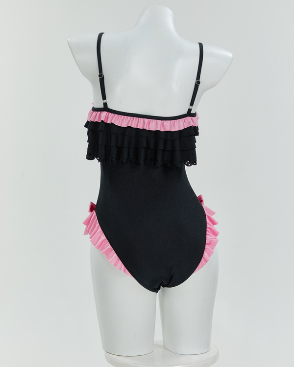 Goth Cat Swimsuit Ruffle Flounce One Piece Swimsuit Tummy Control Bathing Suit Goth Cat Swimsuit Ruffle Flounce One Piece Swimsuit Tummy Control Bathing Suit