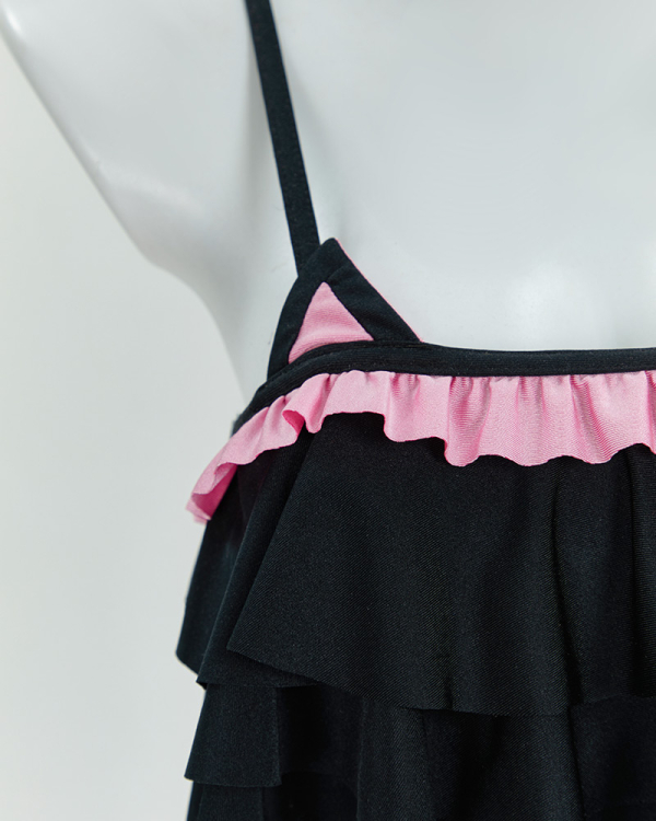 Goth Cat Swimsuit Ruffle Flounce One Piece Swimsuit Tummy Control Bathing Suit Goth Cat Swimsuit Ruffle Flounce One Piece Swimsuit Tummy Control Bathing Suit