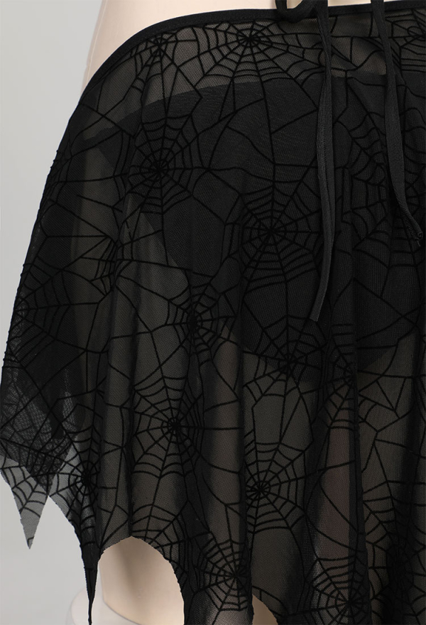Pretty Crawler Gothic Swimsuit Spider Web Design Dark Style Swimwear Set