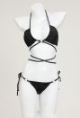 Night Spinner Gothic Black Sexy Swimsuit Spider Web Pattern Bikini Set Halter Lace-up Top and Triangle Bottoms Bathing Suit Swimwear