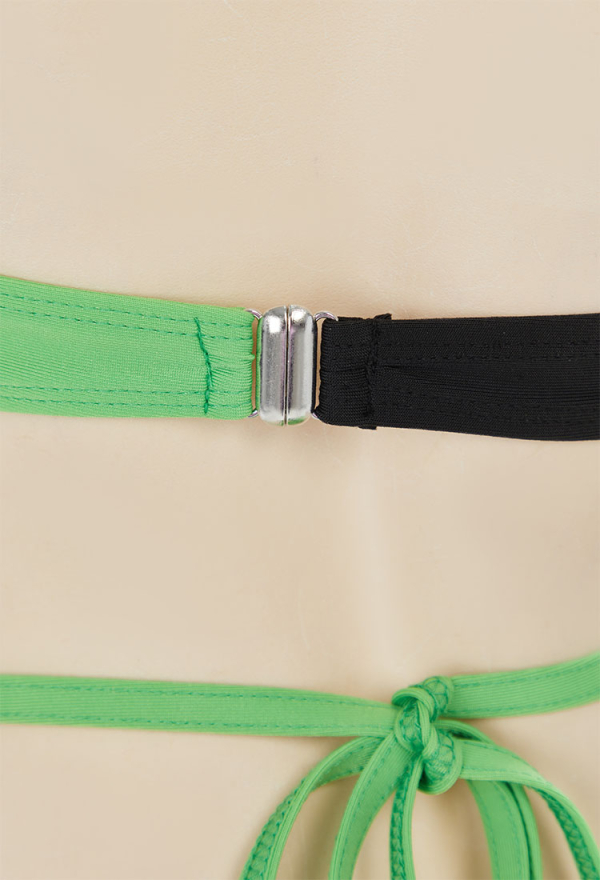 Green Menace Sexy Black and Green Buckle Decoration Two-Piece Swimsuit Green Menace Sexy Black and Green Buckle Decoration Two-Piece Swimsuit