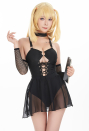Miss Misa Gothic Black One Piece Swimsuit With Sarong