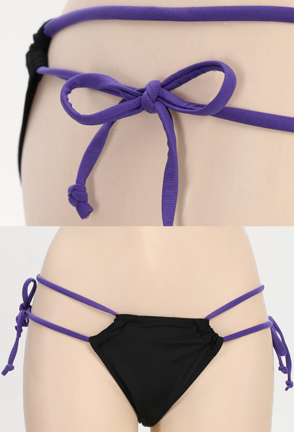 Goth Girl Gothic Purple Oval Print Drawstring Two-Piece Swimsuit with Cover-Up