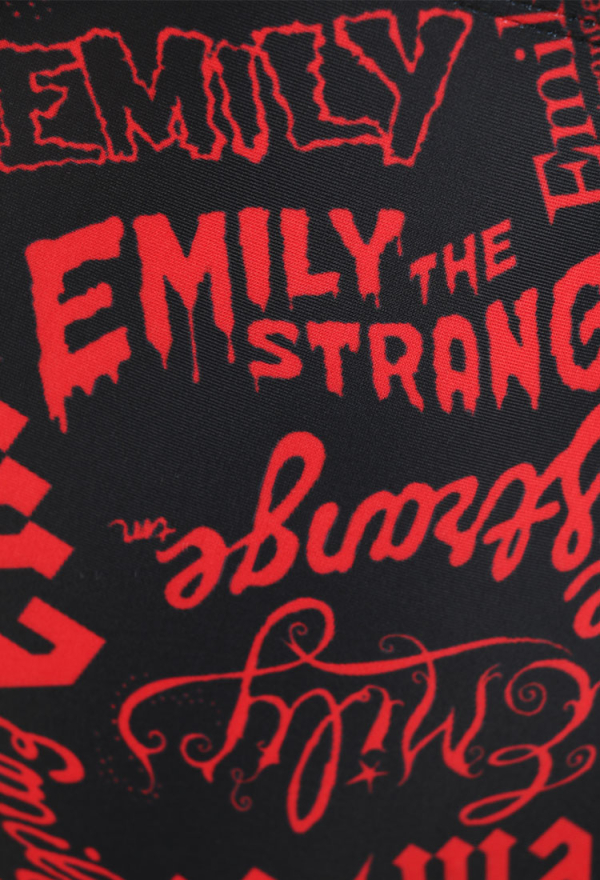 Emily the Strange Shadow Chic Two-Piece Swimsuit Print Halter Pentagram Top and Lace-up Bottom