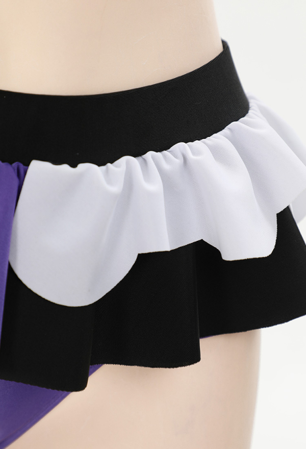 Gothic Style Black Purple Swimsuit Halter Lace-up Top and Triangle Bottoms Bathing Suit Gothic Style Black Purple Swimsuit Halter Lace-up Top and Triangle Bottoms Bathing Suit