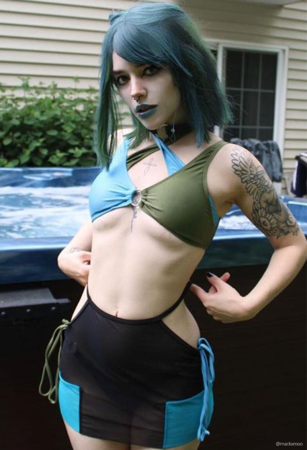 The Loner Camper Gothic Two-Piece Swimsuit With Skirt