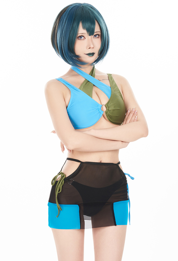 The Loner Camper Gothic Two-Piece Swimsuit With Skirt
