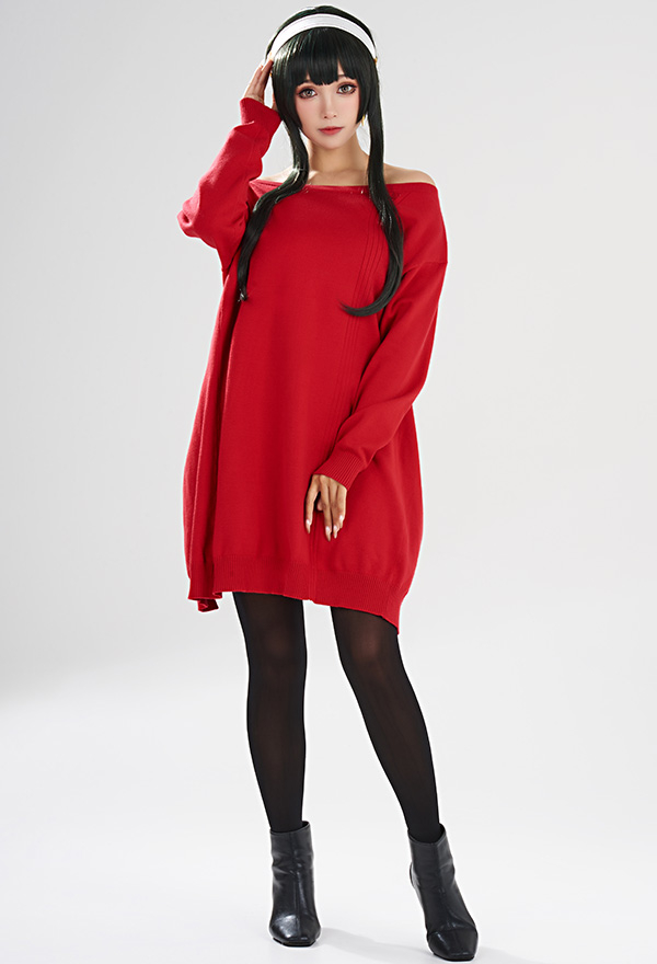 Yor Women Red Sweater Hip Skirt Set Halloween Costume Yor Women Red Sweater Hip Skirt Set Halloween Costume