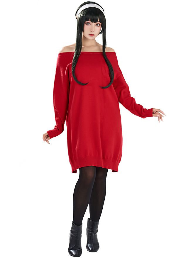 Yor Women Red Sweater Hip Skirt Set Halloween Costume Yor Women Red Sweater Hip Skirt Set Halloween Costume