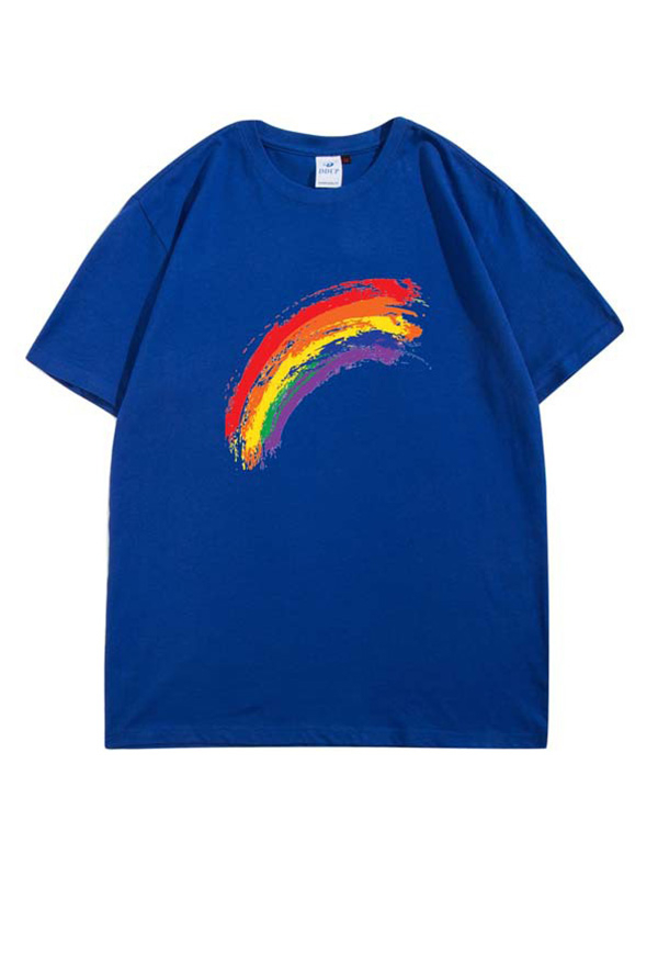 Woman Fashion Pride Shirt Cotton Rainbow Pattern Short Sleeve Casual Summer Shirt Woman Fashion Pride Shirt Cotton Rainbow Pattern Short Sleeve Casual Summer Shirt