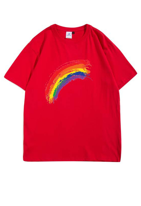 Woman Fashion Pride Shirt Cotton Rainbow Pattern Short Sleeve Casual Summer Shirt Woman Fashion Pride Shirt Cotton Rainbow Pattern Short Sleeve Casual Summer Shirt