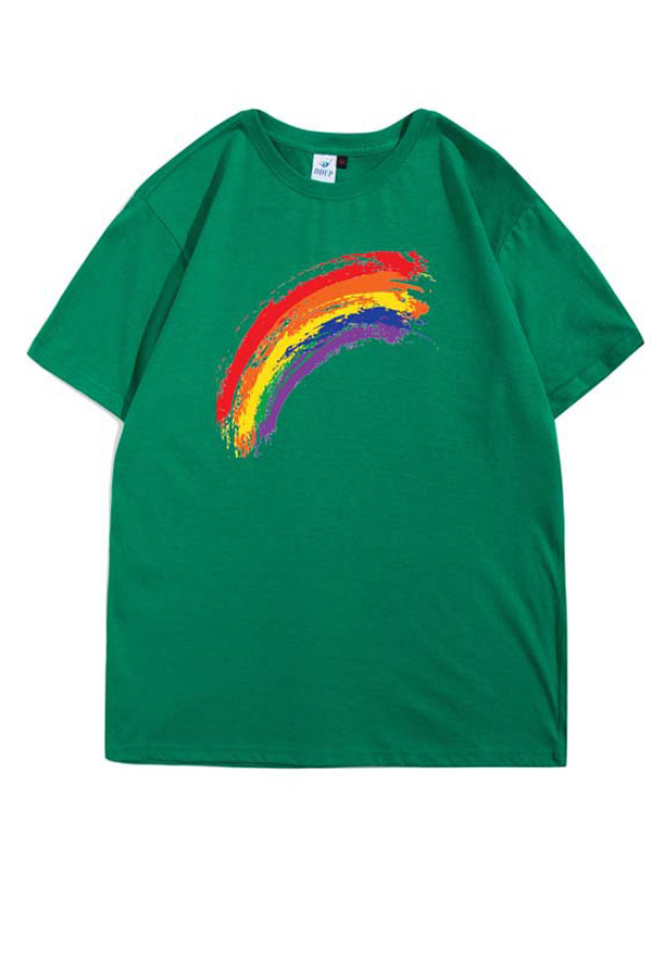 Woman Fashion Pride Shirt Cotton Rainbow Pattern Short Sleeve Casual Summer Shirt Woman Fashion Pride Shirt Cotton Rainbow Pattern Short Sleeve Casual Summer Shirt