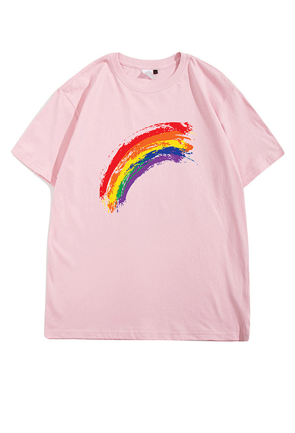 Woman Fashion Pride Shirt Cotton Rainbow Pattern Short Sleeve Casual Summer Shirt Woman Fashion Pride Shirt Cotton Rainbow Pattern Short Sleeve Casual Summer Shirt