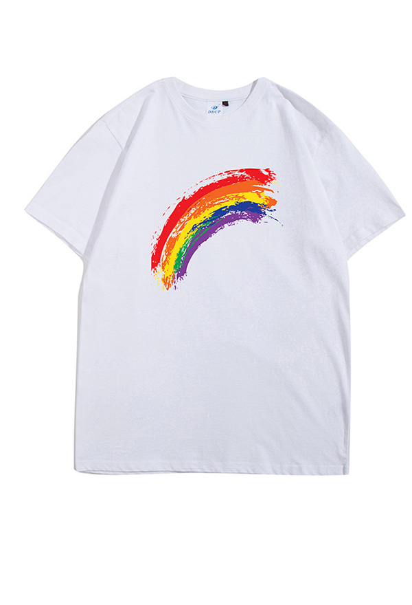 Woman Fashion Pride Shirt Cotton Rainbow Pattern Short Sleeve Casual Summer Shirt Woman Fashion Pride Shirt Cotton Rainbow Pattern Short Sleeve Casual Summer Shirt