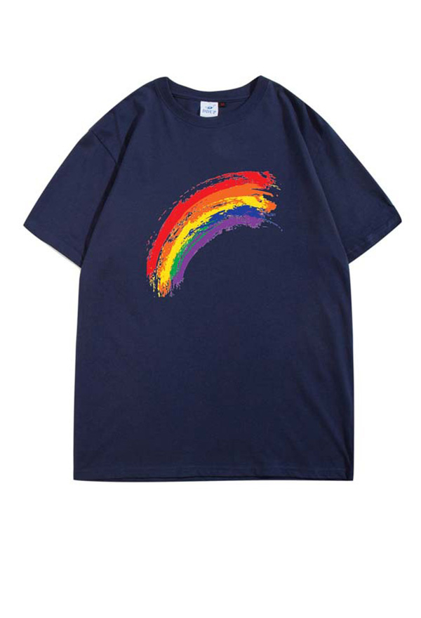Woman Fashion Pride Shirt Cotton Rainbow Pattern Short Sleeve Casual Summer Shirt Woman Fashion Pride Shirt Cotton Rainbow Pattern Short Sleeve Casual Summer Shirt