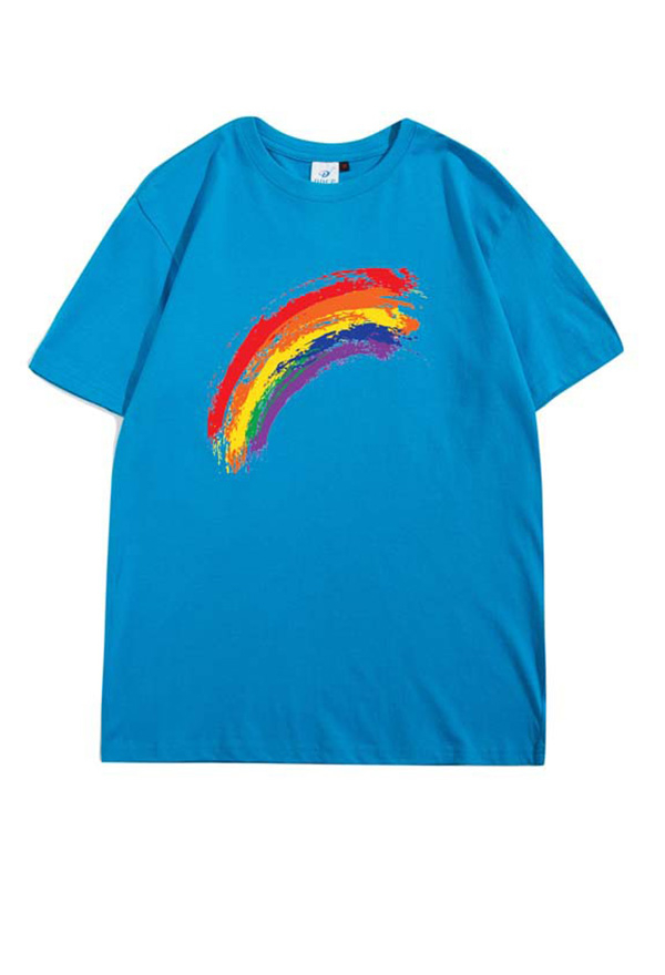 Woman Fashion Pride Shirt Cotton Rainbow Pattern Short Sleeve Casual Summer Shirt Woman Fashion Pride Shirt Cotton Rainbow Pattern Short Sleeve Casual Summer Shirt