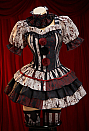 Moonlit Jester Halloween Gothic Joker Costumes Printed Blood Dress with Choker Sleeves and Stockings