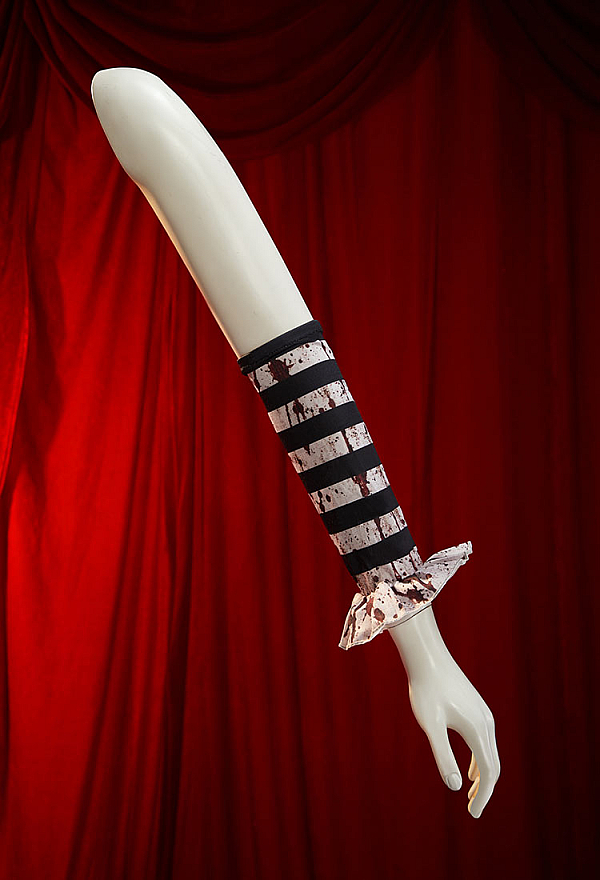 Moonlit Jester Halloween Gothic Joker Costumes Printed Blood Dress with Choker Sleeves and Stockings