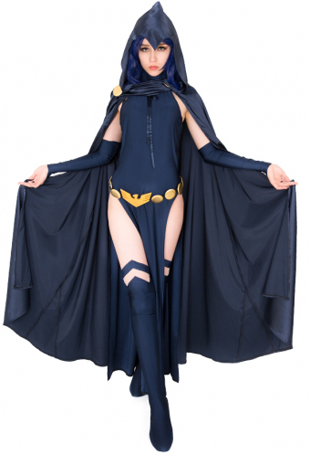 Gothic Demon Girl Victorian Dark Witch Costume Spandex High Split Dress and Hooded Cloak Costume for Halloween Make to Order