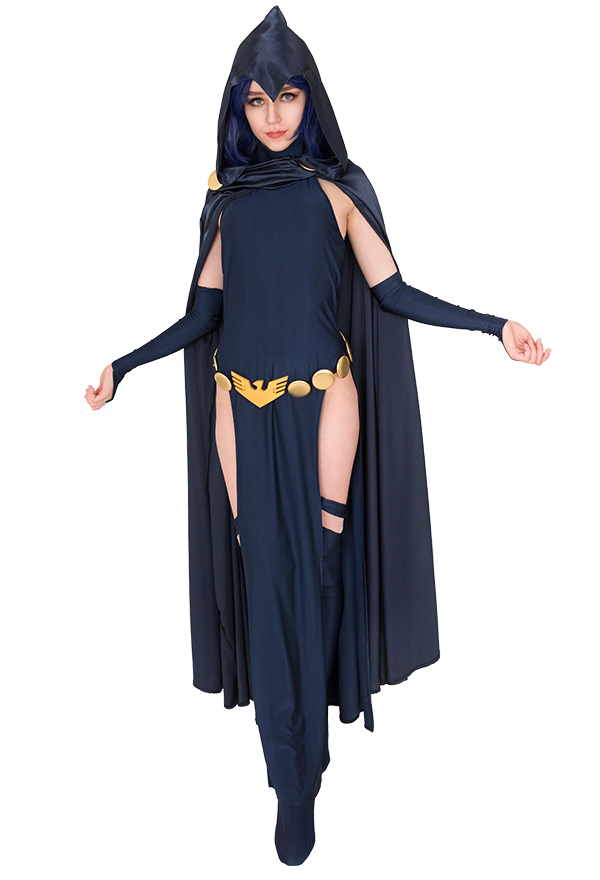 Gothic Demon Girl Victorian Dark Witch Costume Spandex High Split Dress and Hooded Cloak Costume for Halloween Make to Order Gothic Demon Girl Victorian Dark Witch Costume Spandex High Split Dress and Hooded Cloak Costume for Halloween Make to Order