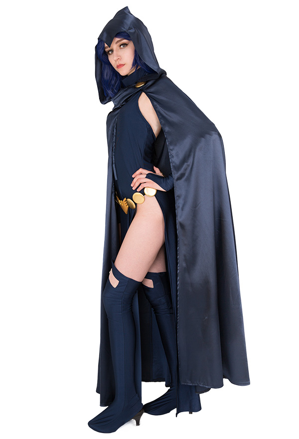 Gothic Demon Girl Victorian Dark Witch Costume Spandex High Split Dress and Hooded Cloak Costume for Halloween Make to Order Gothic Demon Girl Victorian Dark Witch Costume Spandex High Split Dress and Hooded Cloak Costume for Halloween Make to Order
