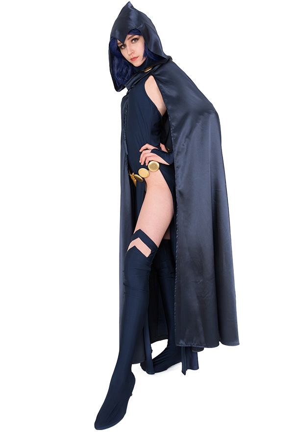 Gothic Demon Girl Victorian Dark Witch Costume Spandex High Split Dress and Hooded Cloak Costume for Halloween Make to Order Gothic Demon Girl Victorian Dark Witch Costume Spandex High Split Dress and Hooded Cloak Costume for Halloween Make to Order