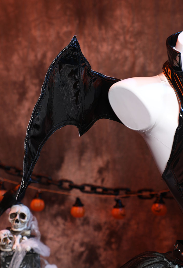 Midnight Devil Costume Set Bat Style Dress and Sleeves with Wings and Thigh Stockings Midnight Devil Costume Set Bat Style Dress and Sleeves with Wings and Thigh Stockings