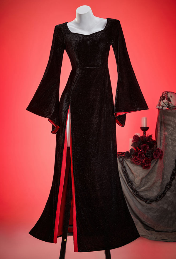 Halloween Gothic Cosplay Costume Red and Black Wide Sleeve Dress