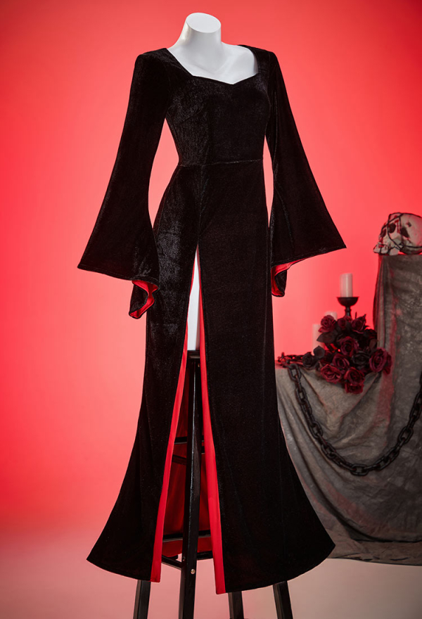 Halloween Gothic Cosplay Costume Red and Black Wide Sleeve Dress