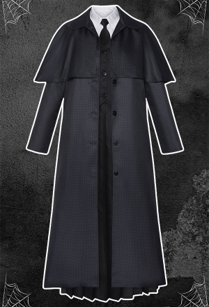 Wednesday Addams Halloween Cosplay Costume Shirt and Vest with Coat and Skirt