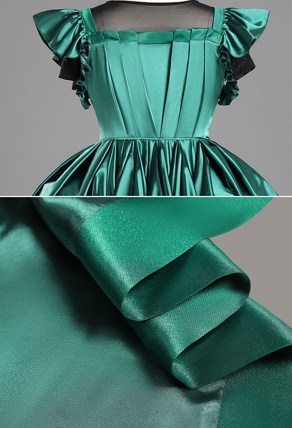 Halloween Costume Dress Green Ball Gown Dress with Short-sleeved Shirt and Shorts