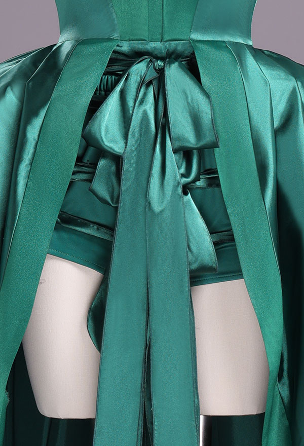 Halloween Costume Dress Green Ball Gown Dress with Short-sleeved Shirt and Shorts
