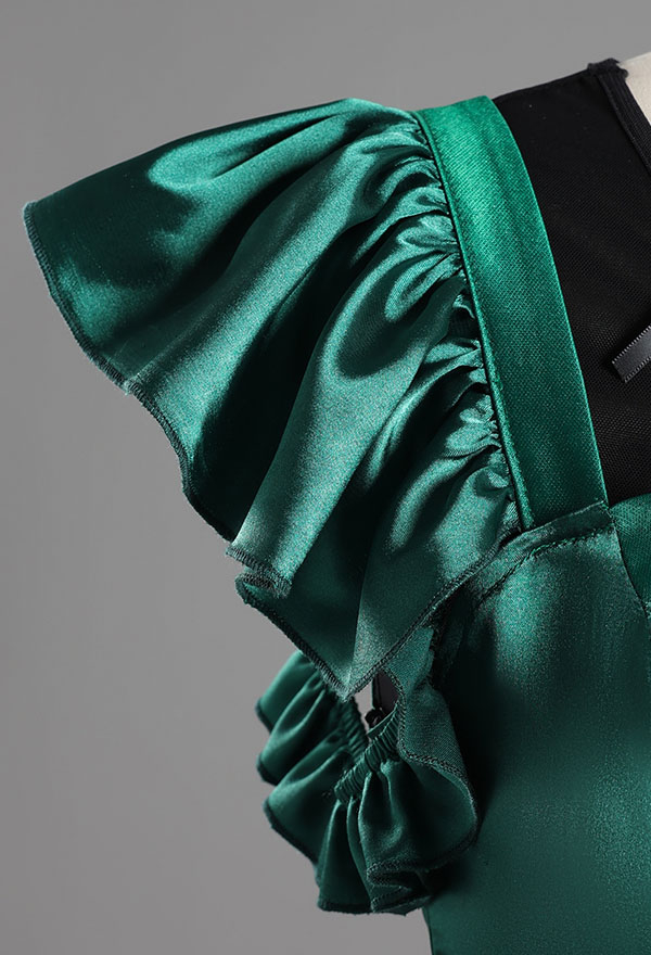 Halloween Costume Dress Green Ball Gown Dress with Short-sleeved Shirt and Shorts