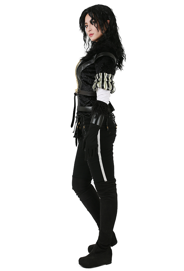 Women Gothic Powerful Witcher Uniform Dark Style Black PU Leather Lantern Cuff Exquisite Design Full Set Halloween Costume
