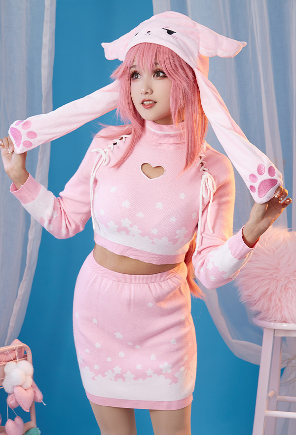 Cute Kawaii Pink Little Fox Design Warm Hat with Ear Flaps