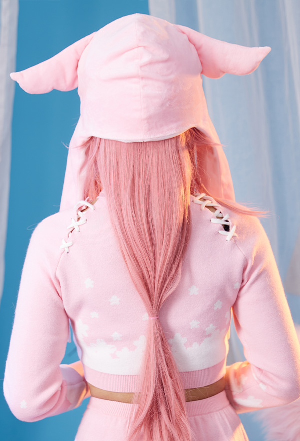 Cute Kawaii Pink Little Fox Design Warm Hat with Ear Flaps