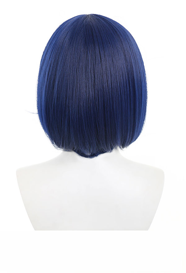 Transfer Student Ryuko Women Dark Blue Red Shoulder Length Wig