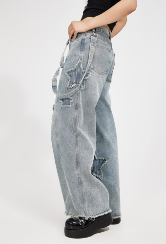 Grunge Style Loose Fit Pants Casual Denim Jeans