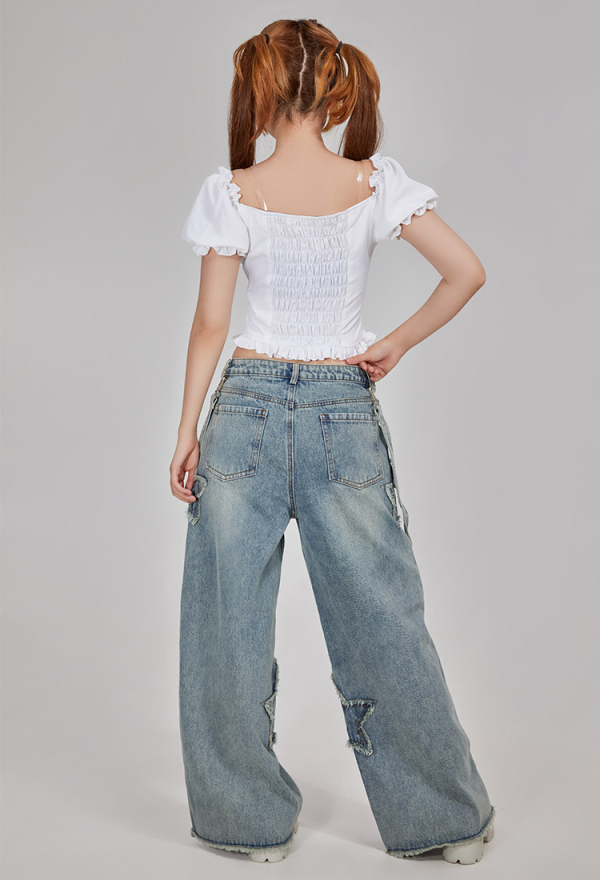 Grunge Style Loose Fit Pants Casual Denim Jeans