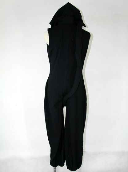 Gothic Witch Hooded Jumpsuit Black Uniform Cloth Sleeveless Halloween Costume Bodysuit Gothic Witch Hooded Jumpsuit Black Uniform Cloth Sleeveless Halloween Costume Bodysuit