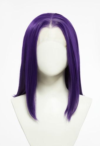 Raven Cosplay Wig Purple Forehead Lace Wig Short Straight Wig