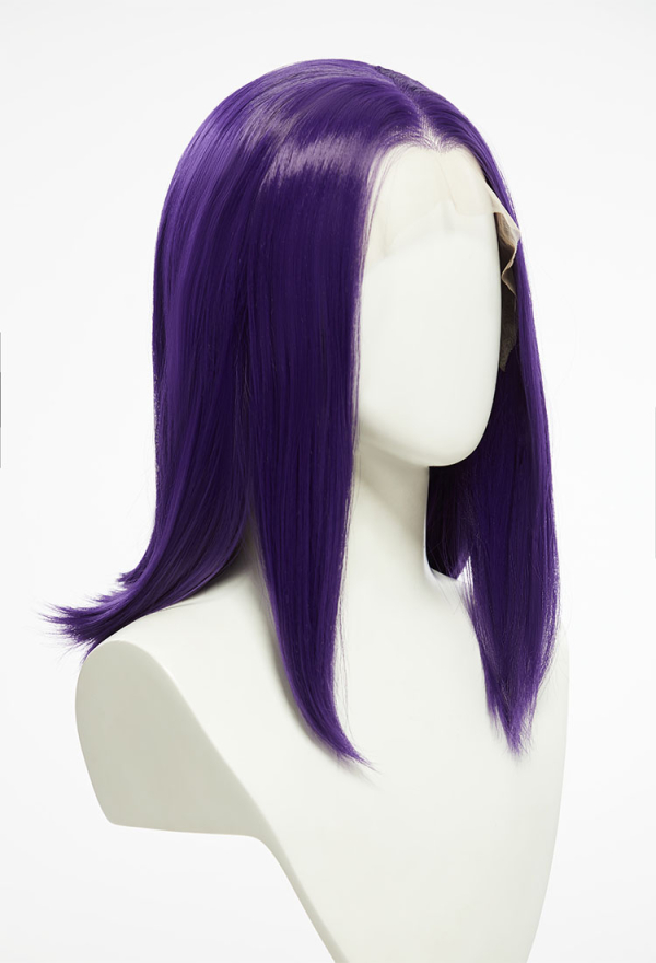 Raven Cosplay Wig Purple Forehead Lace Wig Short Straight Wig